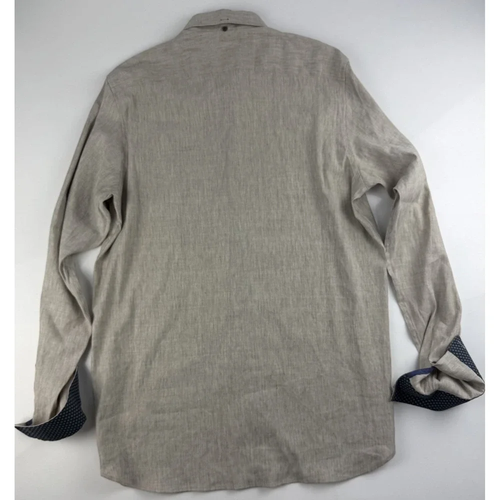 Ted Baker London Men's Linen Blend Button Up Shirt Size 6 Large Beige